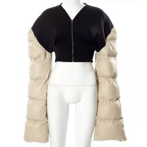Beige Padded Sleeve Jacket